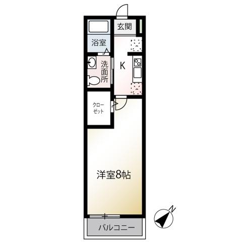エムクォート拝島1(1K/3階)の間取り写真