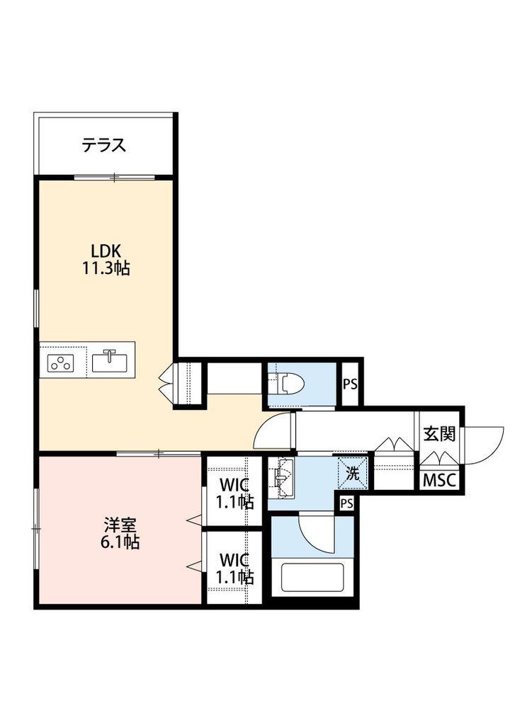 クラリス(1LDK/1階)の間取り写真