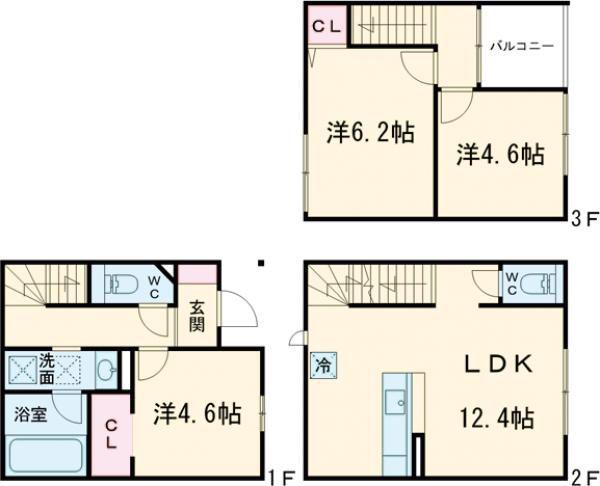 レジデンス・ボヌール(3LDK/1階)の間取り写真