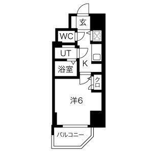 W-STYLE難波(1K/13階)の間取り写真