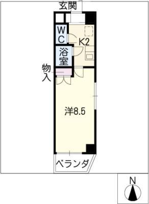キャッスル一社(1K/2階)の間取り写真