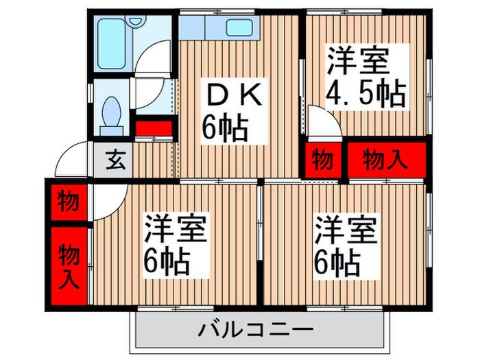 エレガンス高田A(3DK/2階)の間取り写真