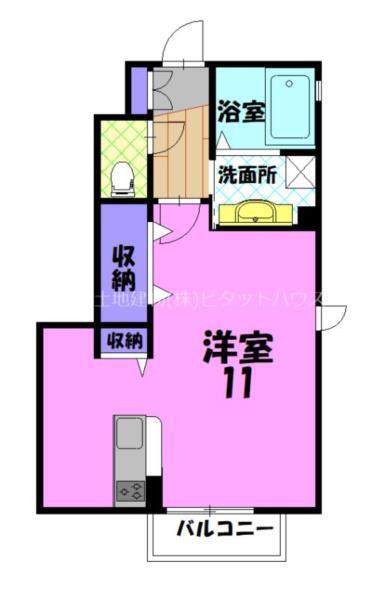 フォーゲルテラス ブラウⅤ(ワンルーム/1階)の間取り写真