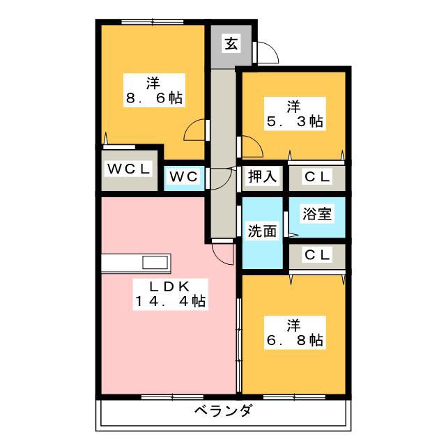 グラシエ(3LDK/4階)の間取り写真