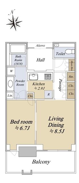 グラングリーン大阪 THE ノース RESIDENCE(1LDK/7階)の間取り写真