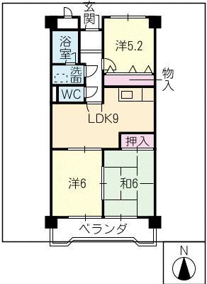 スカイガーデン兜山(3LDK/5階)の間取り写真