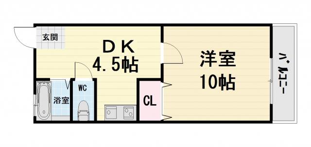 パークサイド浜寺(1DK/3階)の間取り写真