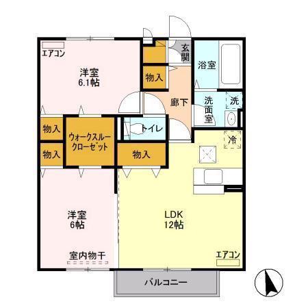 プランドール(2LDK/1階)の間取り写真