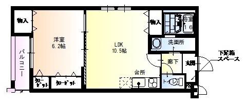 フジパレス園田Ⅱ番館(1LDK/3階)の間取り写真