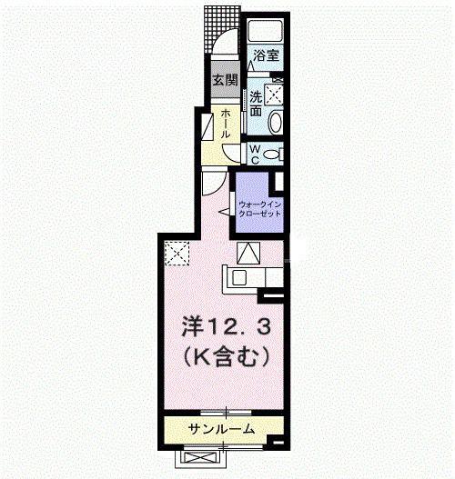 コリーヌB(ワンルーム/1階)の間取り写真