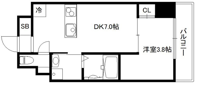 ウインズコート京都西陣(1DK/3階)の間取り写真