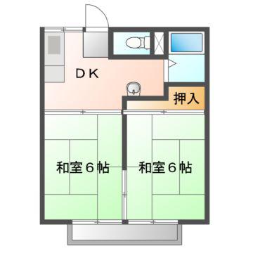 スカイハイツ(2DK/1階)の間取り写真