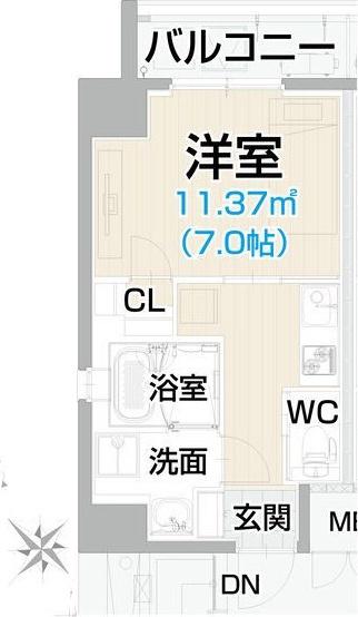 NNS 121(1K/9階)の間取り写真