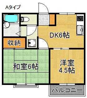 サニーコート泉佐野A棟B棟(2DK/2階)の間取り写真