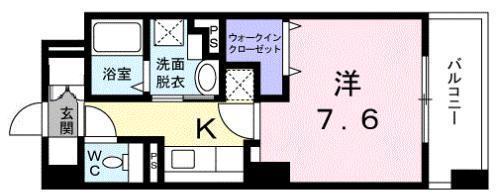 カーサ フィーネ(1K/4階)の間取り写真
