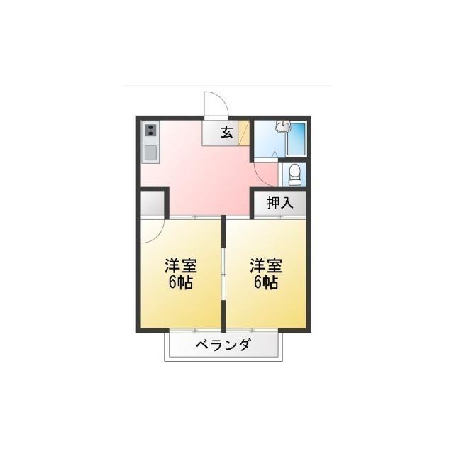 シティハイツやまみちB(2DK/2階)の間取り写真