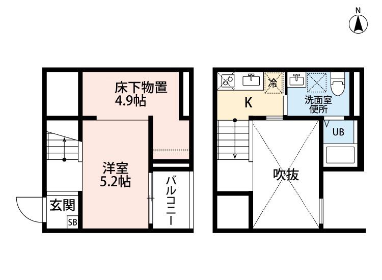 セストチッタ六番町(1SK/2階)の間取り写真