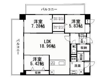 KSK青葉コアプレイス(3LDK/4階)の間取り写真