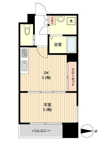 LA DOUCEUR片平(1DK/2階)の間取り写真
