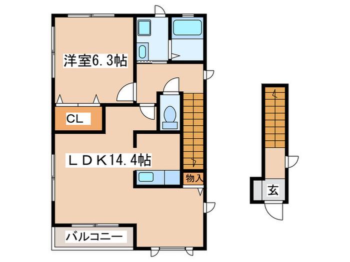 ウィンド・フィル(1LDK/2階)の間取り写真