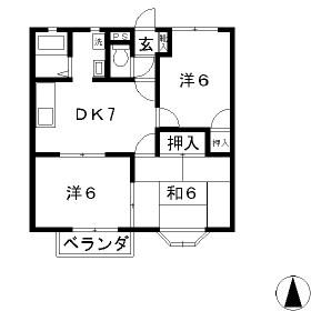 アネックス寺澤(3DK/1階)の間取り写真