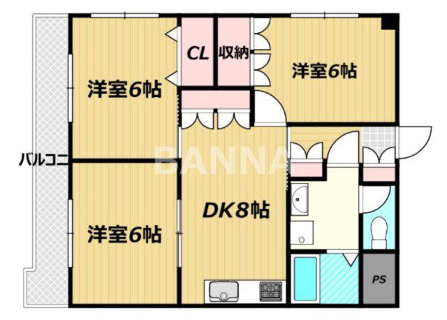 ブライトン円山(3DK/2階)の間取り写真