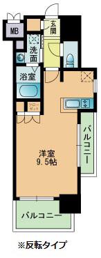 RJRプレシア南福岡(1K/2階)の間取り写真