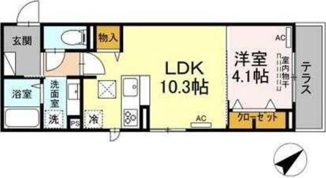 アニマート(1LDK/1階)の間取り写真