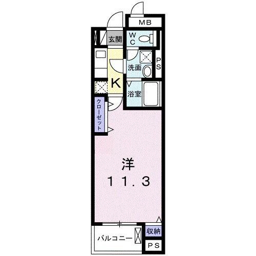 ソレイユ(1K/1階)の間取り写真
