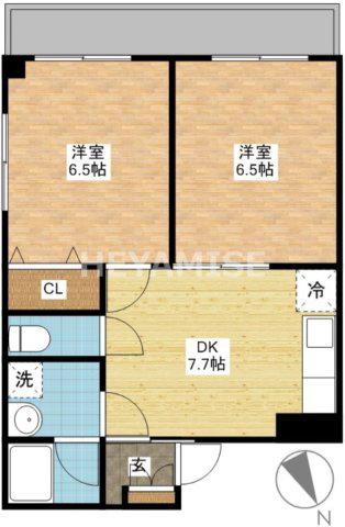 アミティ愛宕(2DK/2階)の間取り写真
