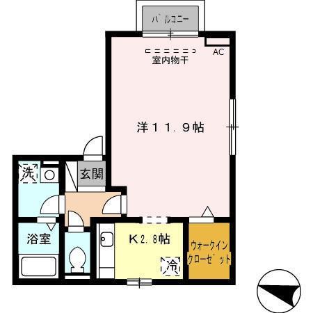 プレジオ(1K/1階)の間取り写真