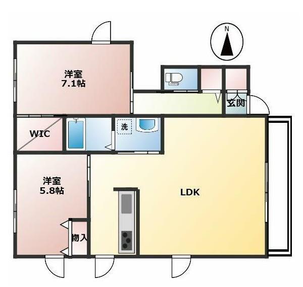カーサ アリーナ(2LDK/1階)の間取り写真