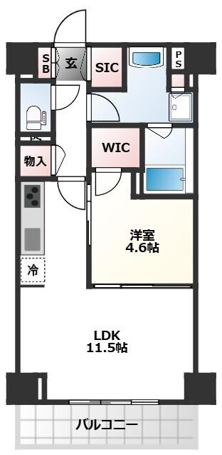 レジディア千駄木(1LDK/2階)の間取り写真