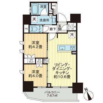 ライオンズ早稲田ミレス(2LDK/3階)の間取り写真