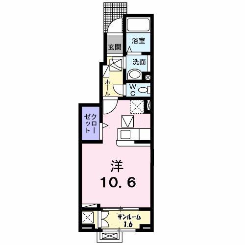 ルーエ西本成寺III(ワンルーム/1階)の間取り写真
