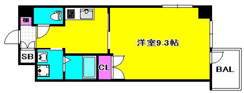 サンビレッジ布引(1DK/7階)の間取り写真
