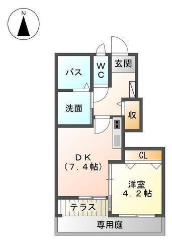 エムズ サンティエ(1DK/1階)の間取り写真