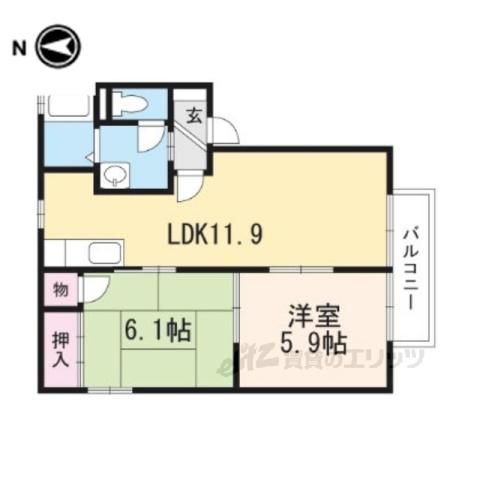 グランドゥール輝(2LDK/2階)の間取り写真