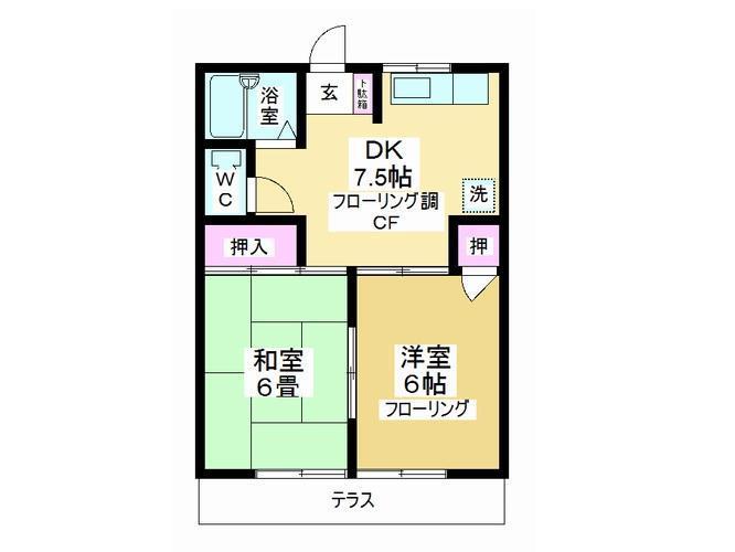 芳野ハイツ(2DK/1階)の間取り写真