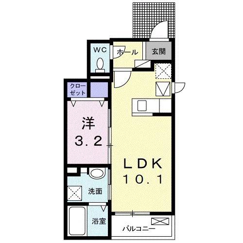 カトレアI(1LDK/1階)の間取り写真