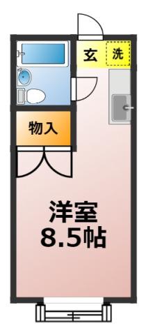 クレストコートB棟(1K/2階)の間取り写真