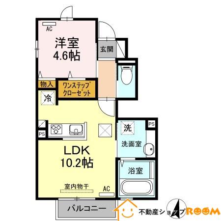 クローバーハイツ慶館(1LDK/1階)の間取り写真