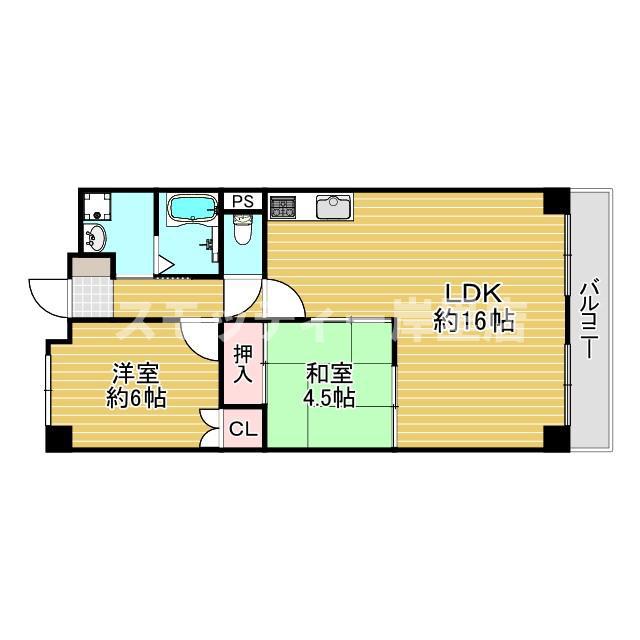 パティオ北加賀屋(2LDK/4階)の間取り写真
