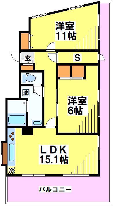 スミカエコベースつつじが丘(2SLDK/5階)の間取り写真