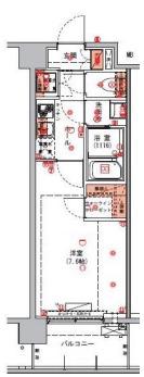 ハーモニーレジデンス東京アーバンスクエア002(1K/2階)の間取り写真