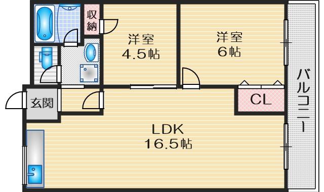 パインハイツ(2LDK/2階)の間取り写真