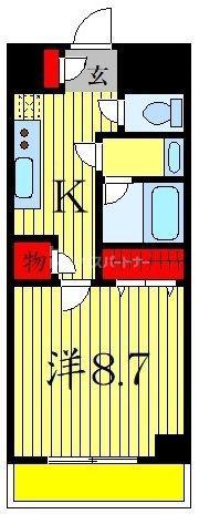 ドムスアライ3(1K/6階)の間取り写真