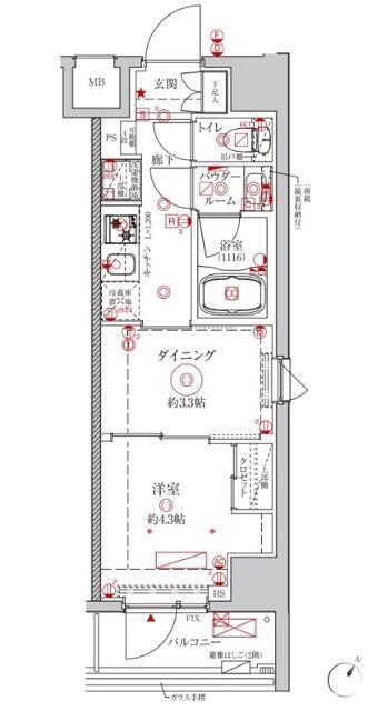 クレイシアIDZ川崎ザ・テラス(2K/2階)の間取り写真
