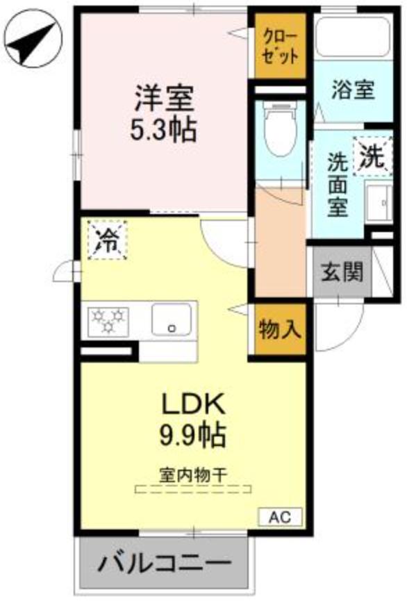 サザンヒルズ所沢(1LDK/2階)の間取り写真