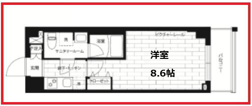 ステージグランデ竹ノ塚(1K/3階)の間取り写真